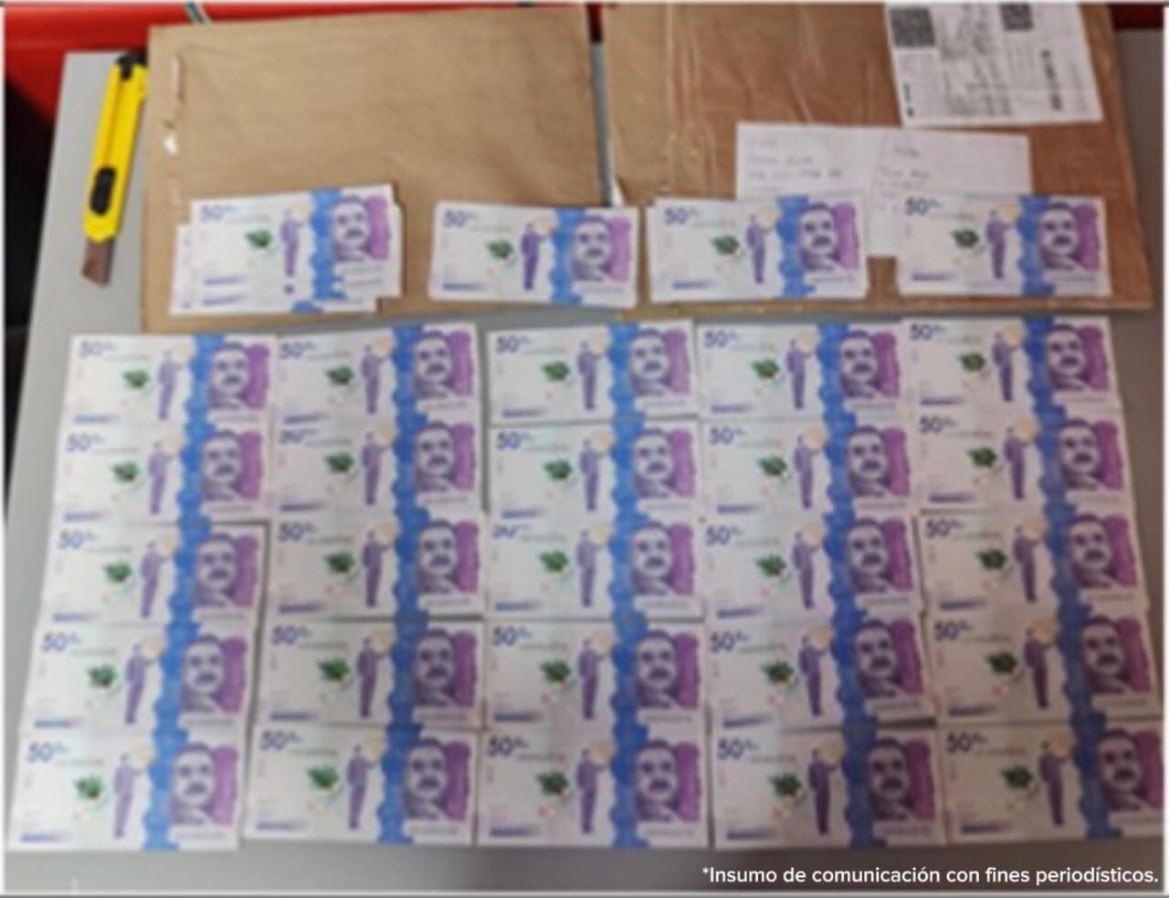 Operativo de la Fiscalía contra el tráfico de dinero falso.