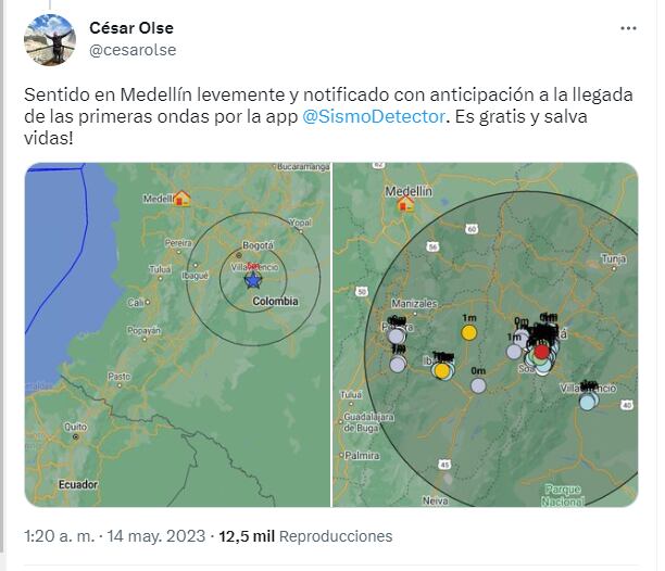 Temblor en Colombia 14 de mayo