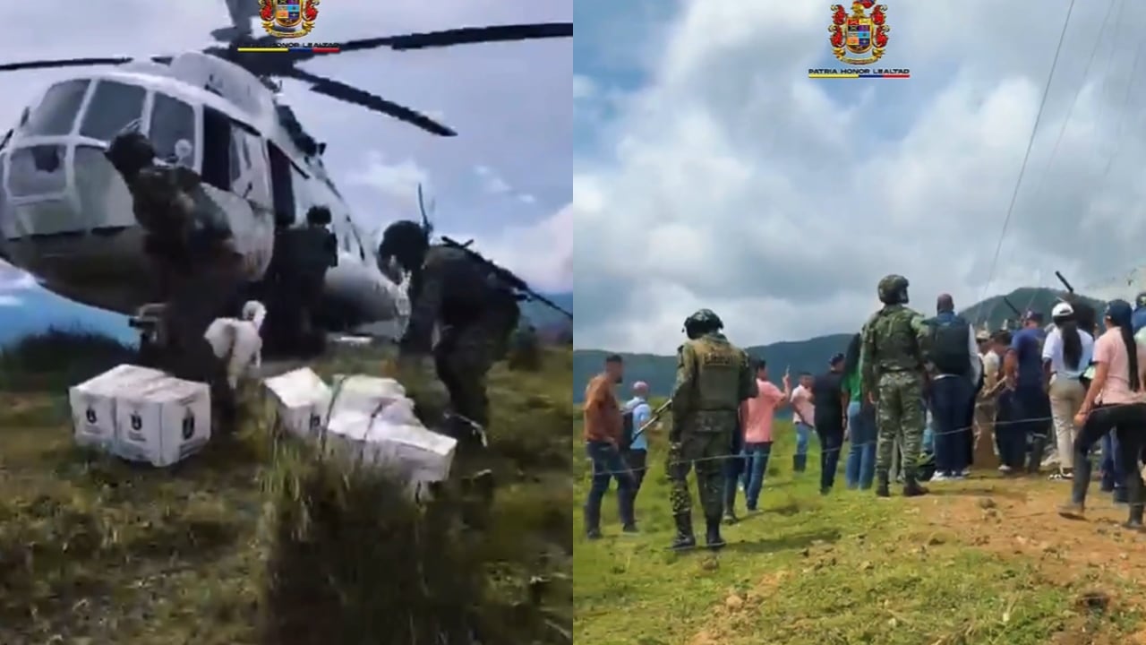 Soldados en el municipio de San José del Palmar tras el terremoto en Colombia.