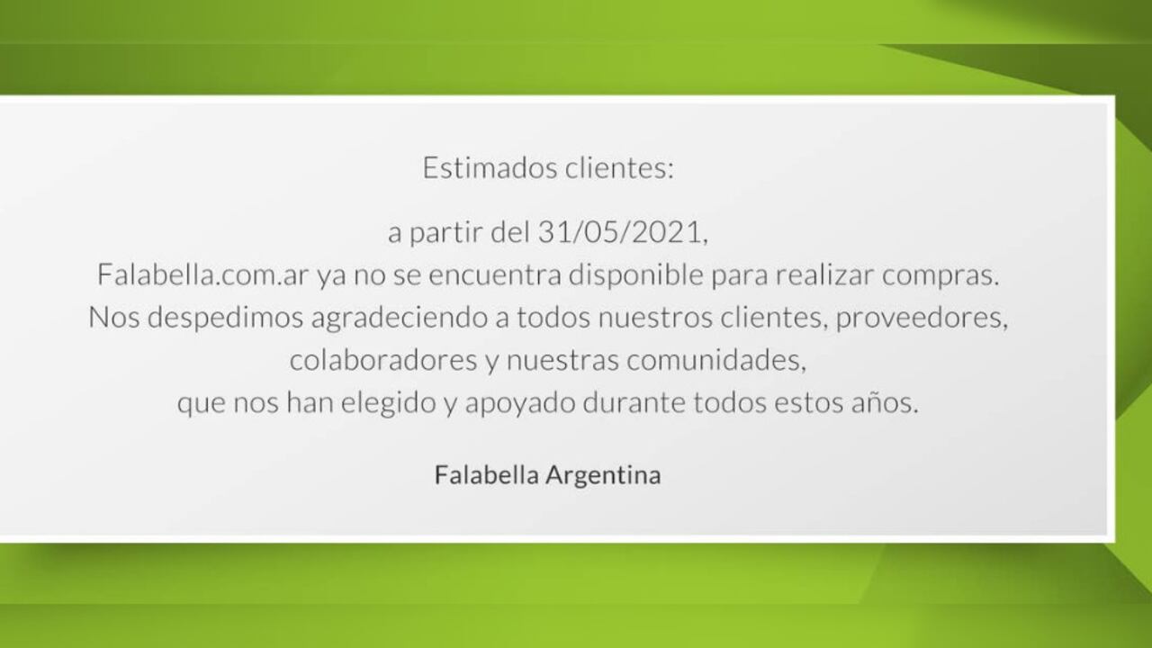 La imagen de Falabella, en 2021, despidiéndose de Argentina