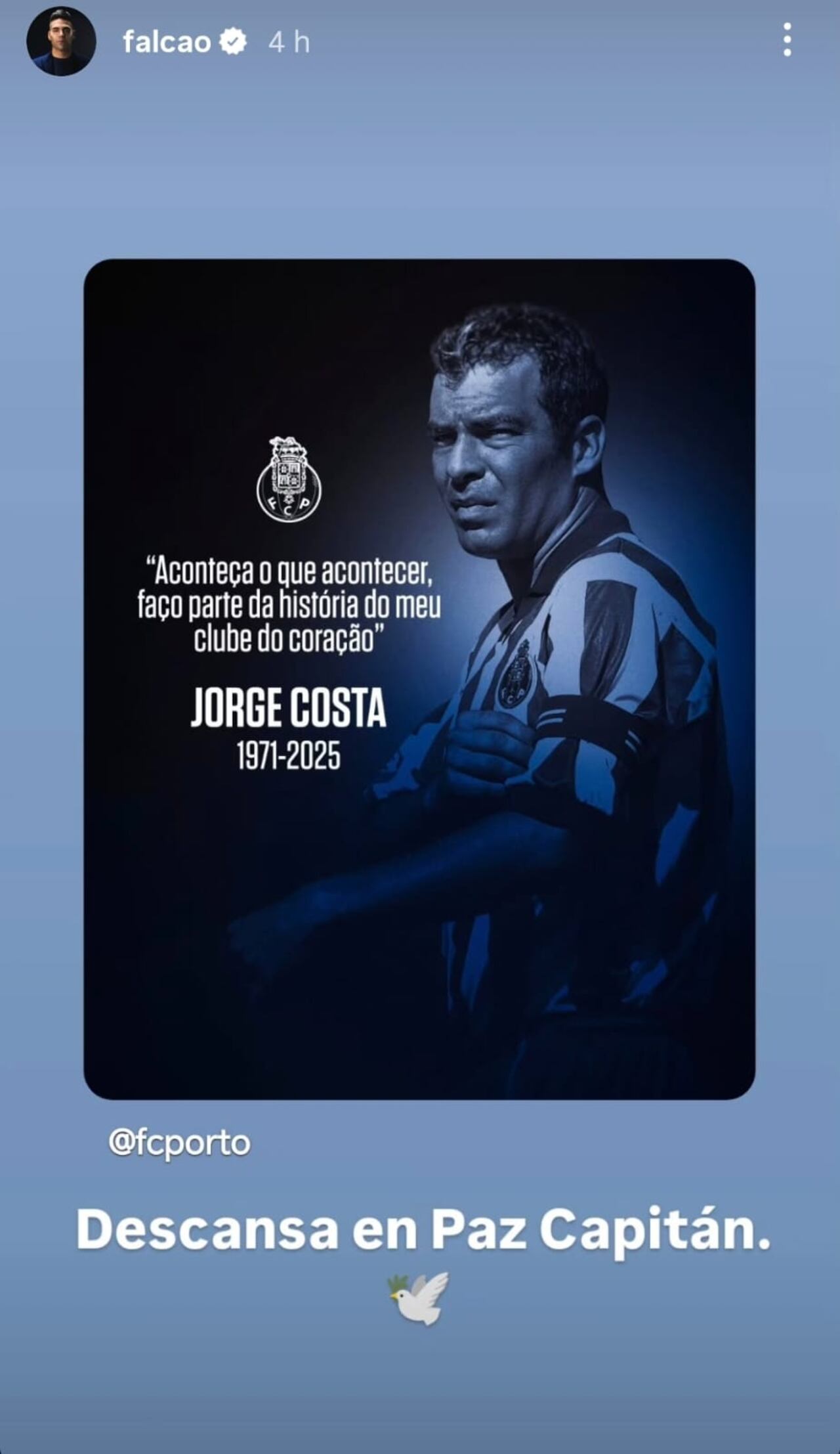 Falcao García se despidió de Jorge Costa, capitán del FC Porto en 2004