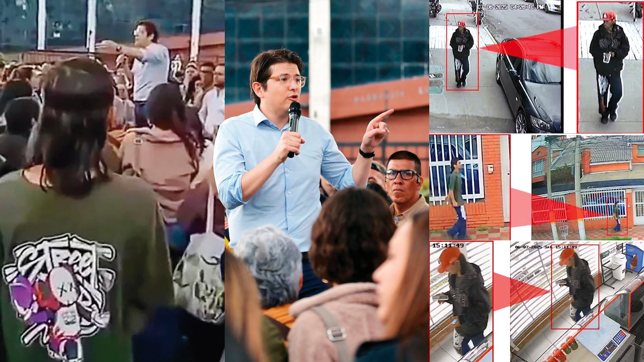 En las imágenes, el senador Miguel Uribe Turbay minutos antes del atentado y el presunto sicario, menor de edad.