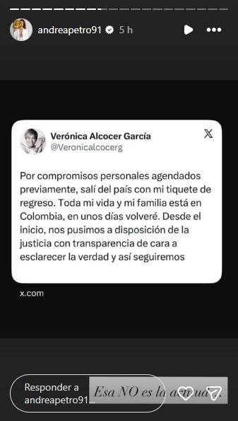 Andrea Petro habló sobre decisión de Verónica Alcocer