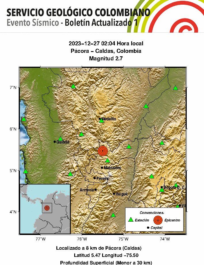 Sismo en Pácora, Caldas.