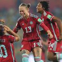 Las jugadoras de la Selección Colombia Femenina Sub-17 celebran su pase a la final del Mundial de India.