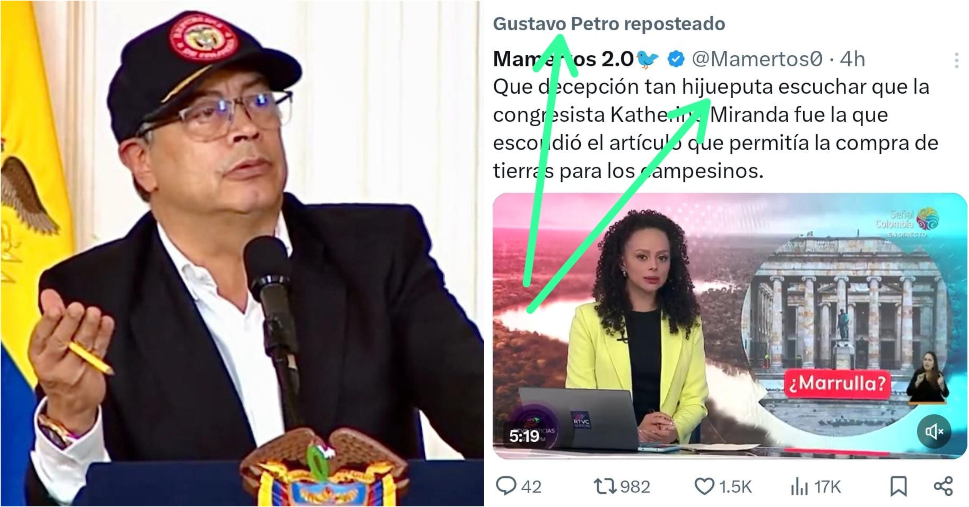 Presidente Gustavo Petro y polémico mensaje que replicó