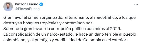 Juan Carlos Pinzón sobre despenalizar cultivos de coca.