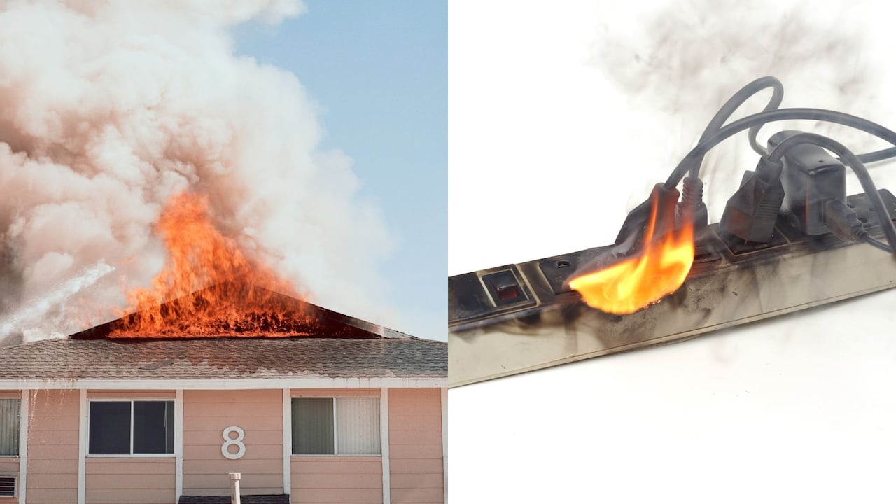 Imagen de referencia sobre un incendio eléctrico en un hogar.