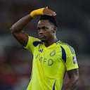 JEDDAH, SAUDI ARABIA - APRIL 26: Jhon Duran of Al Nassr celebrates after scoring the 4th goal during the AFC Champions League Elite - Quarter Final match between Yokohama Marinosi and Al Nassr at Prince Abdullah Al Faisal Stadium on April 26, 2025 in Jeddah, Saudi Arabia. (Photo by Yasser Bakhsh/Getty Images)