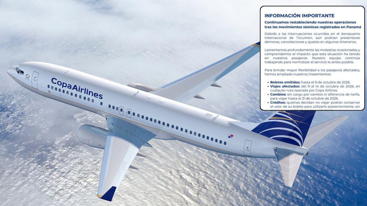 Imagen avión y comunicado oficial de la aerolínea Copa Airlines