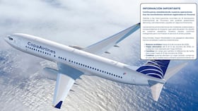 Imagen avión y comunicado oficial de la aerolínea Copa Airlines