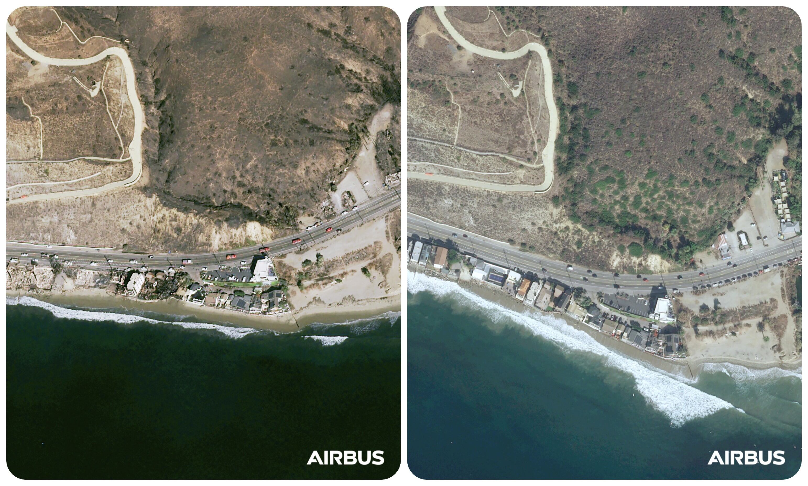 Se puede ver a la zona costera afectada por los incendios