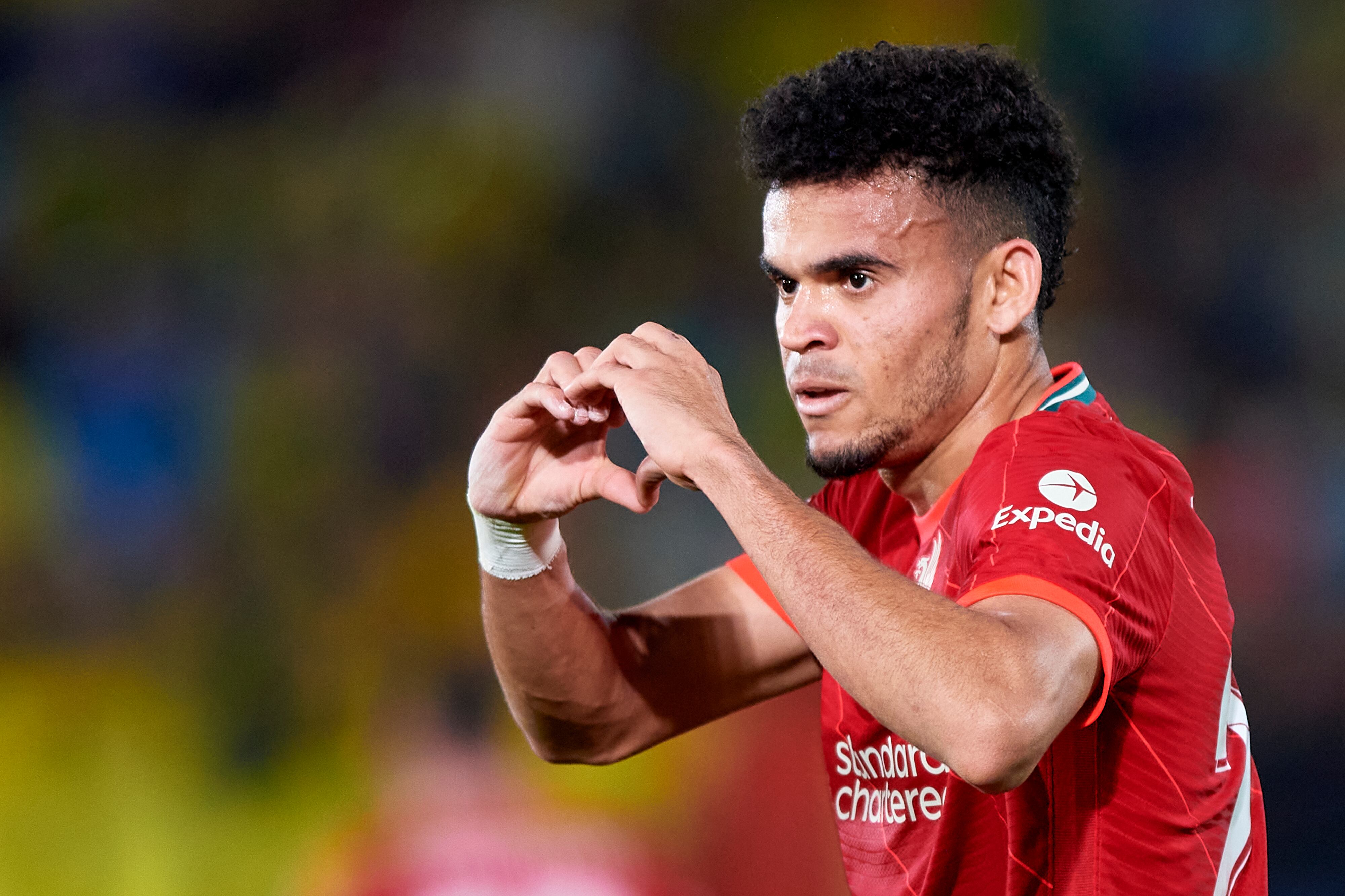 Luis Díaz celebra su gol en el partido contra el Villarreal en la semifinal de la Champions League