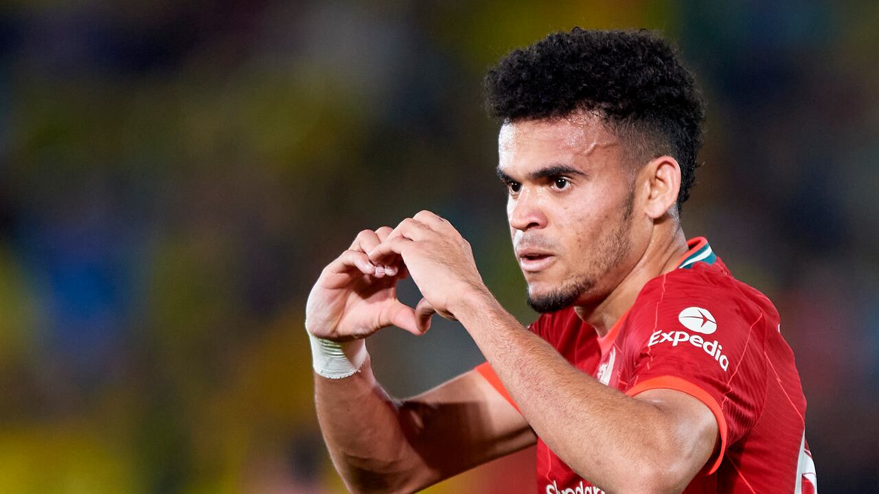 Luis Díaz celebra su gol en el partido contra el Villarreal en la semifinal de la Champions League