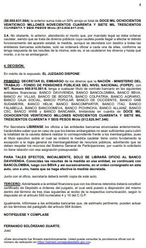 Esta es la medida cautelar decretada por el Juzgado Quinto Administrativo del Circuito de Armenia contra el Ministerio del Trabajo por el no pago a 109 maestros de Quindío.