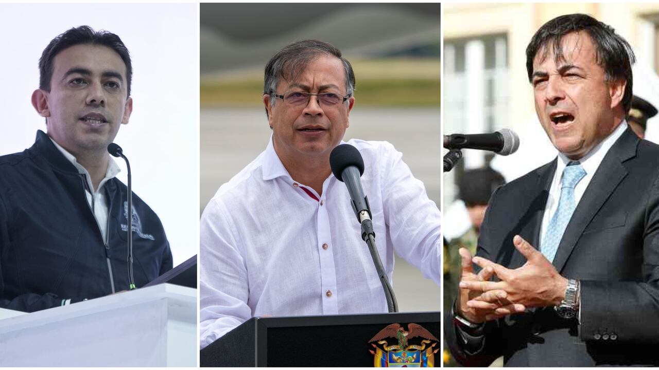 Exregistradores Alexander Vega, Juan Carlos Galindo y el presidente Gustavo Petro