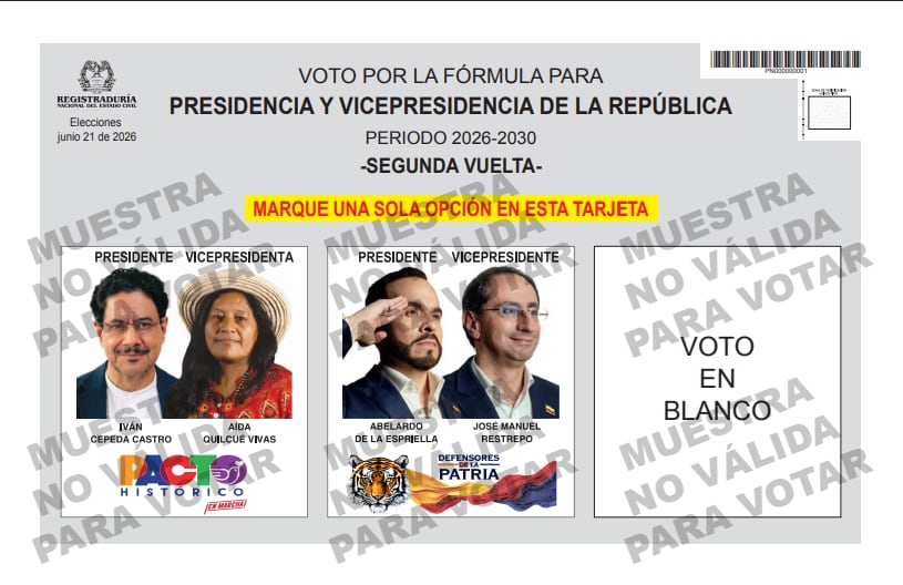Tarjetón segunda vuelta.