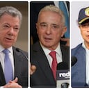 Los expresidentes Juan Manuel Santos y Álvaro Uribe y el presidente Gustavo Petro.