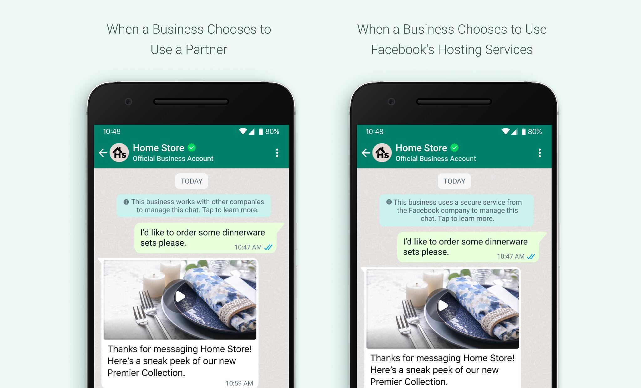 La compañía aseguró que algunas empresas con las que un usuario chatea en WhatsApp pueden elegir usar Facebook u otras empresas para que las ayuden a administrar y almacenar sus mensajes.