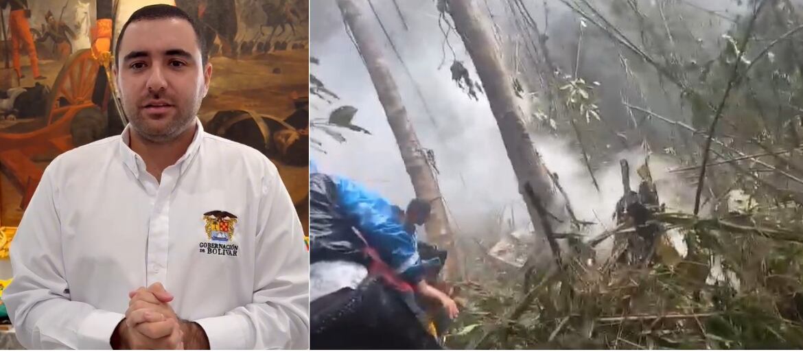 Gobernador de Bolívar, Yamil Arana, y lugar del accidente.