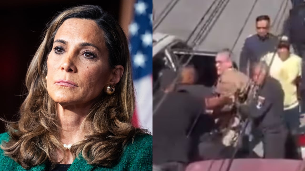 Congresista María Elvira Salazar y el momento de la detención del opositor.