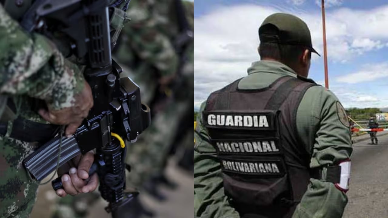 Integrantes del Ejército Nacional y hombre de la Guardia Nacional Bolivariana.