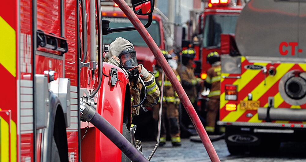 Fotografía en el carro de los bomberos