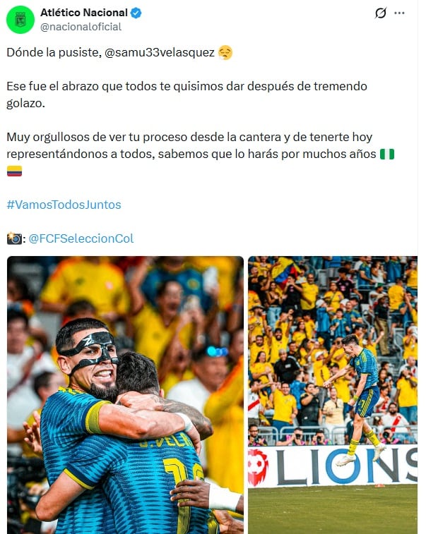 Posteo de Atlético Nacional
