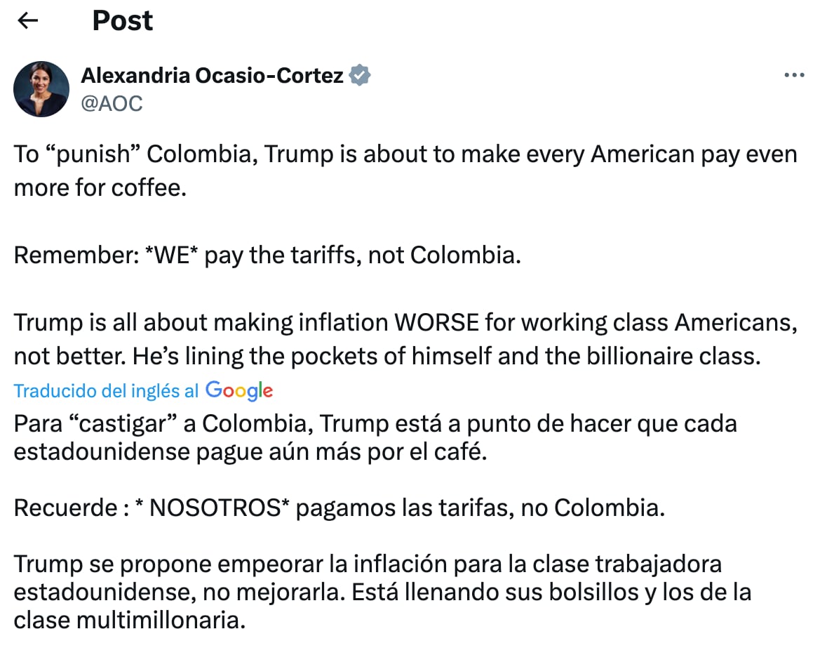 Alexandra Ocasio-Cortez envió un mensaje a través de sus redes sociales