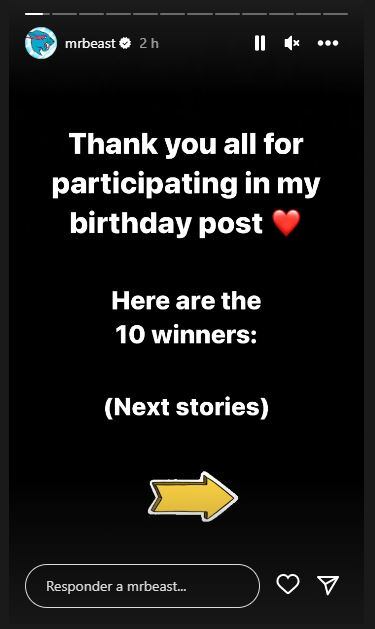 'Mr. Beast' anunció a los ganadores del sorteo