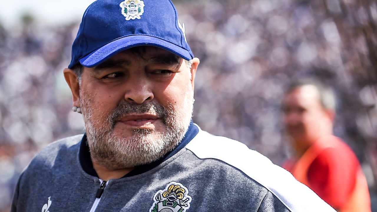 Maradona durante su paso como entrenador en Gimnasia y Esgrima de la Plata