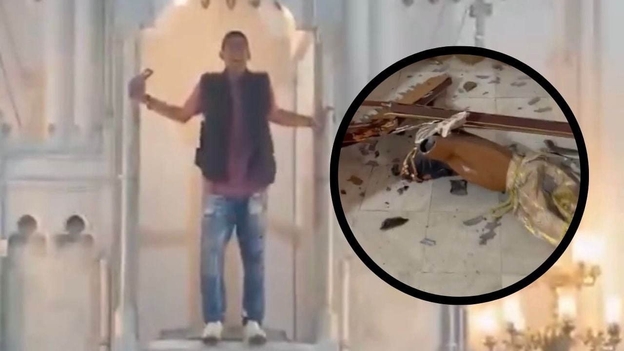 Hombre destruyó imágenes religiosas en la iglesia La Ermita en Cali.