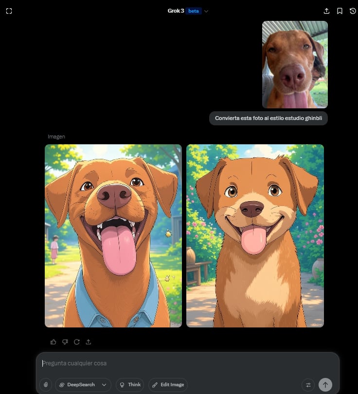 Resultado fotos editadas en Grok IA.