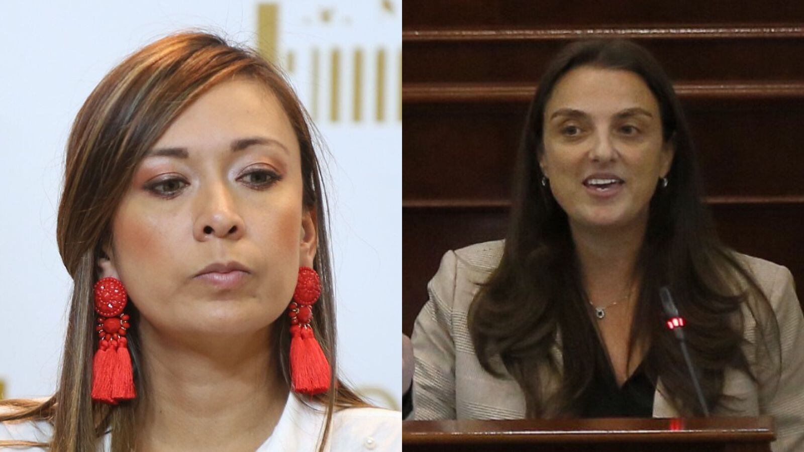 La representante Katherine Miranda y la exmin Tic, Karen Abudinen.