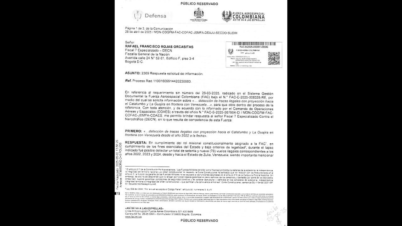 Respuesta del ministerio de Defensa sobre el caso del rector Robles.