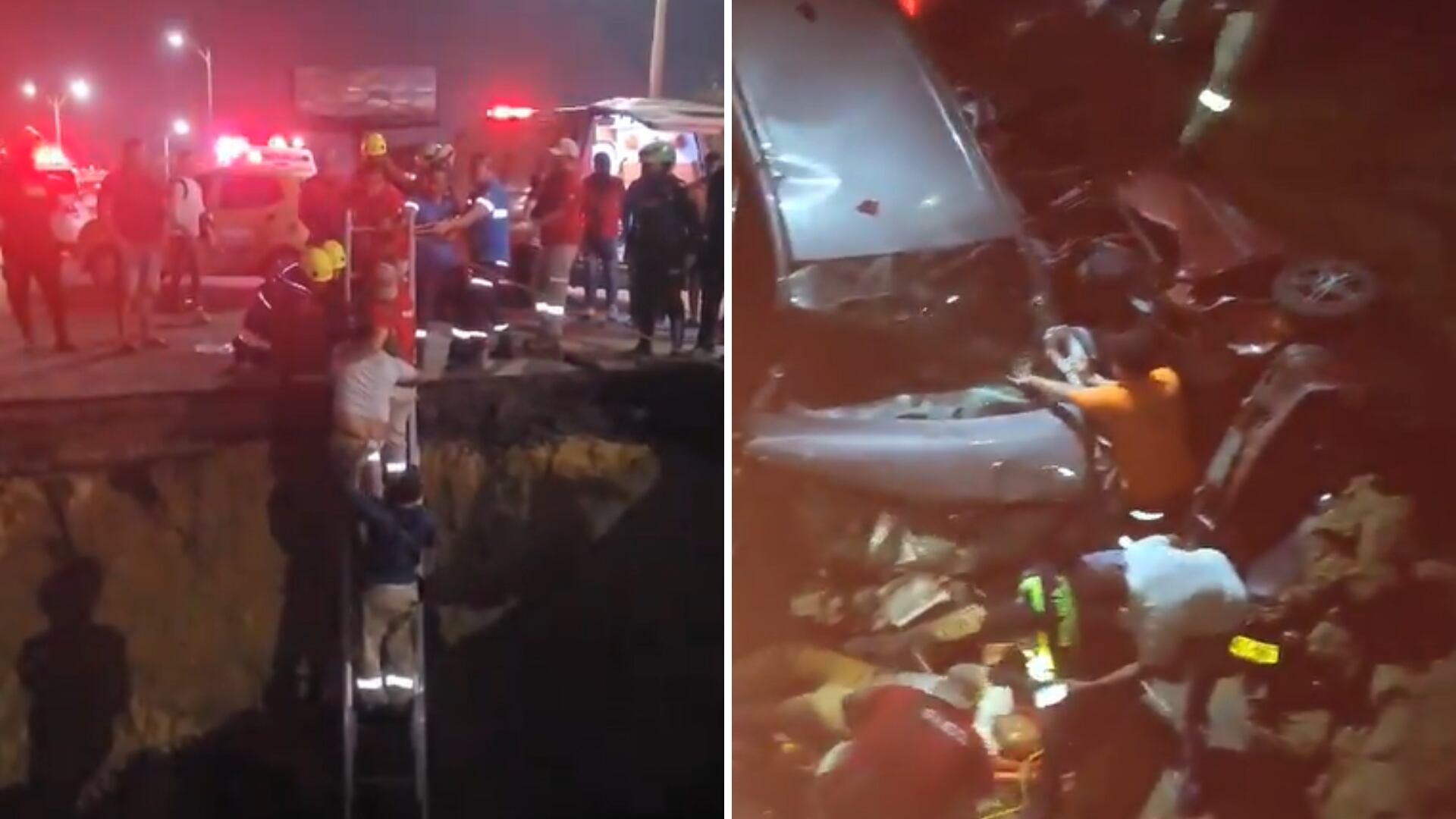 Con escaleras, tuvieron que ser rescatas las personas que cayeron al cráter.