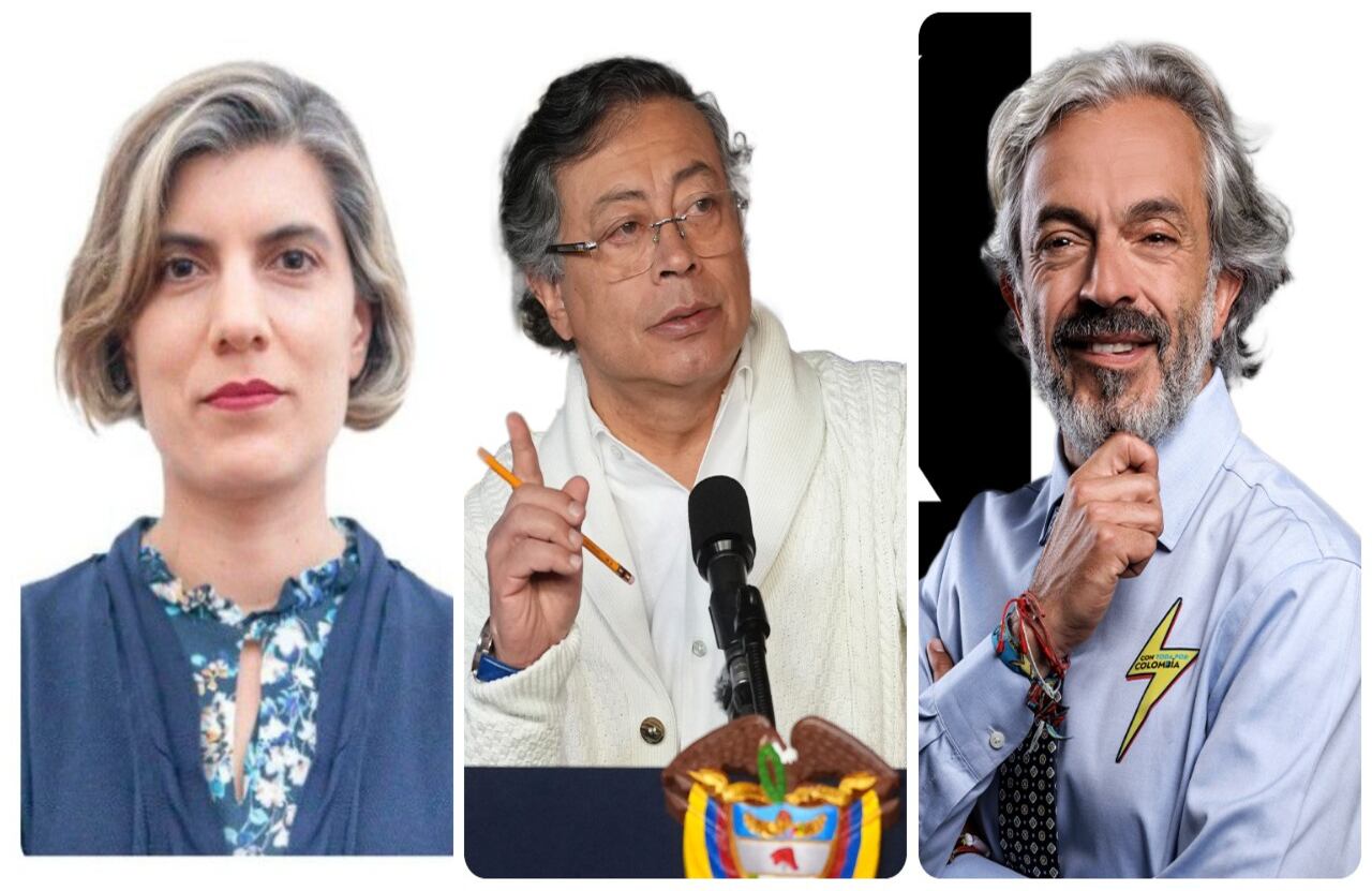 Sara Tufano, Gustavo Petro y Juan Daniel Oviedo.