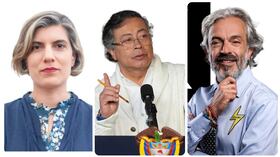 Sara Tufano, Gustavo Petro y Juan Daniel Oviedo.