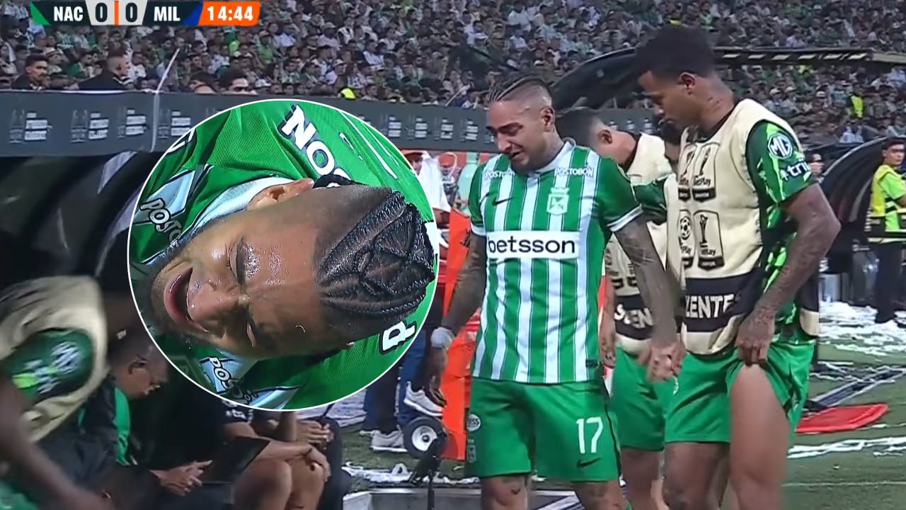 Chicho Arango, de Atlético Nacional, salió entre lágrimas en el clásico vs. Millonarios.