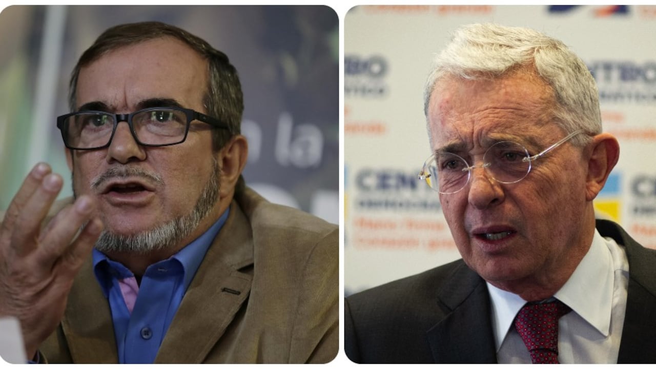 Rodrigo Londoño y Álvaro Uribe.