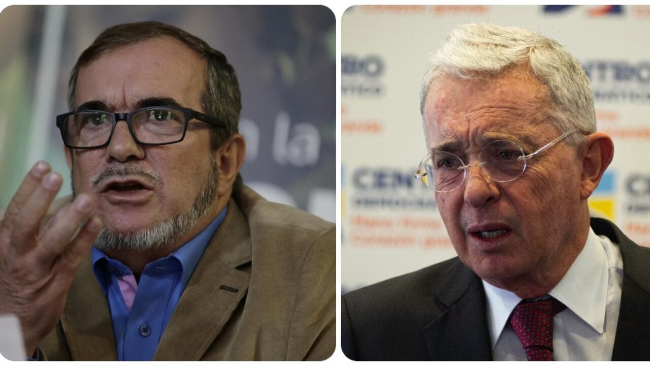 Rodrigo Londoño y Álvaro Uribe.