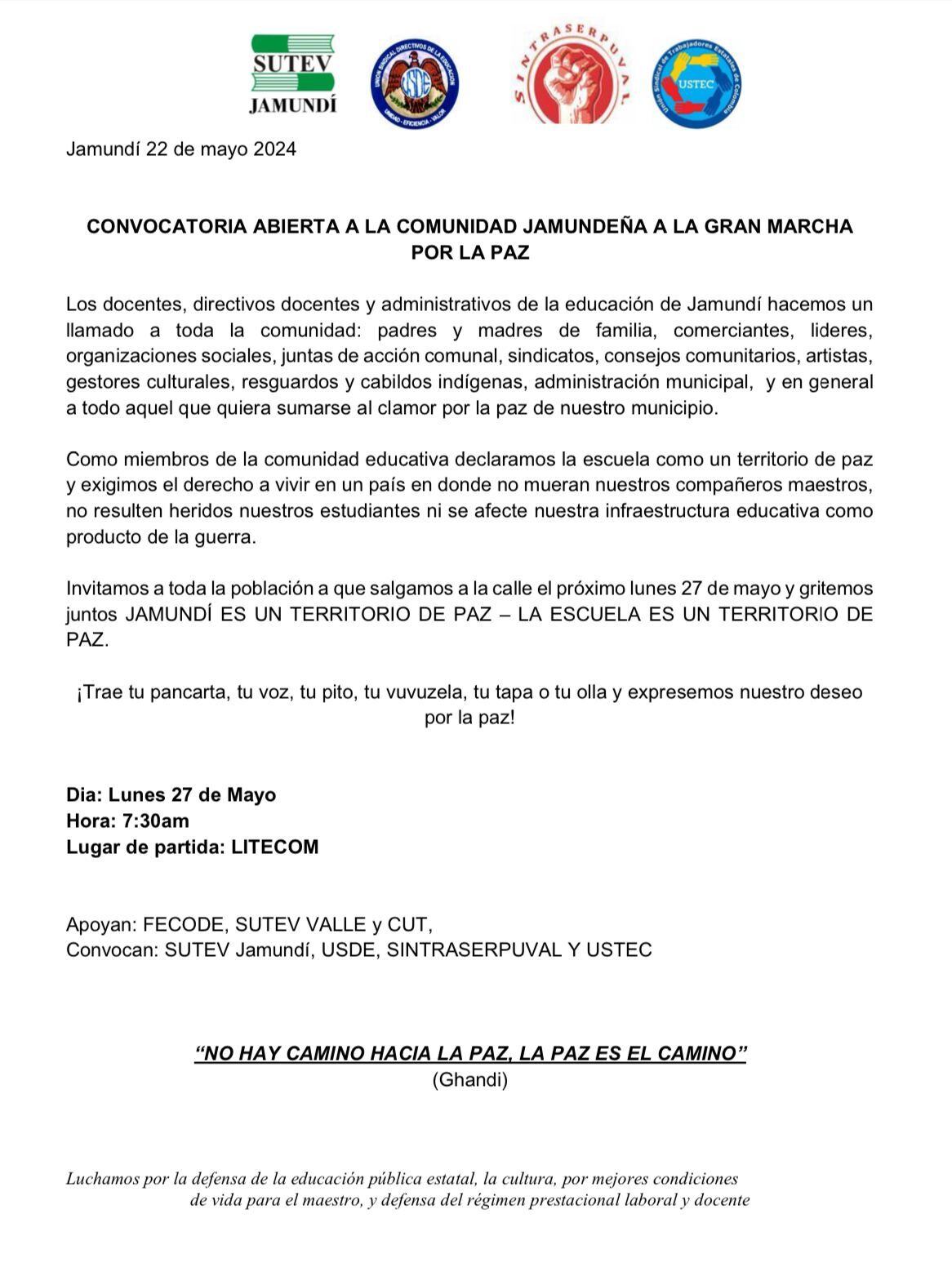 Masiva movilización en Jamundí.