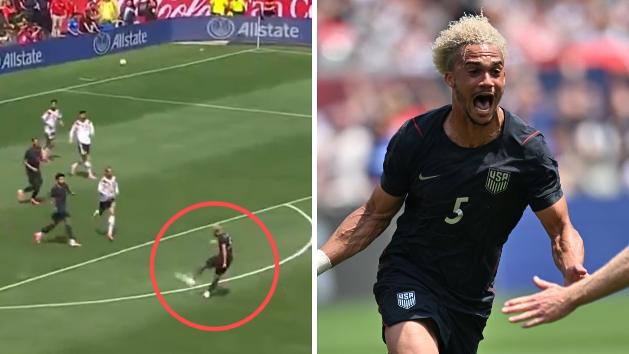 Pintura de gol de Antonee Robinson en el amistoso de Estados Unidos contra Alemania.