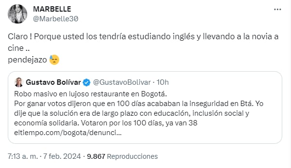Trino de Marbelle contra Gustavo Bolívar