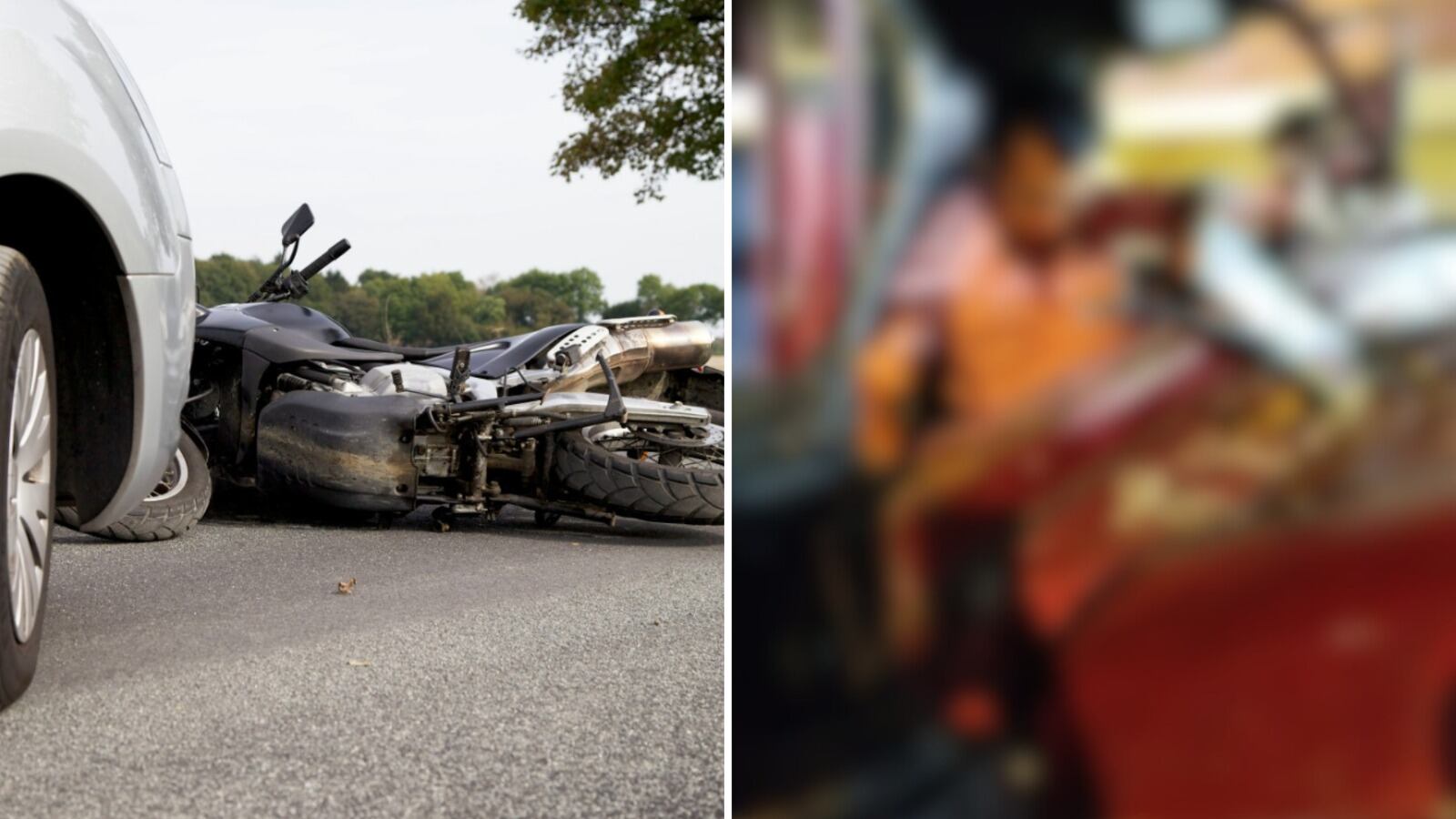 Aparatoso accidente en Montebello, seis motos impactadas y un campero cuyo conductor quedó herido.