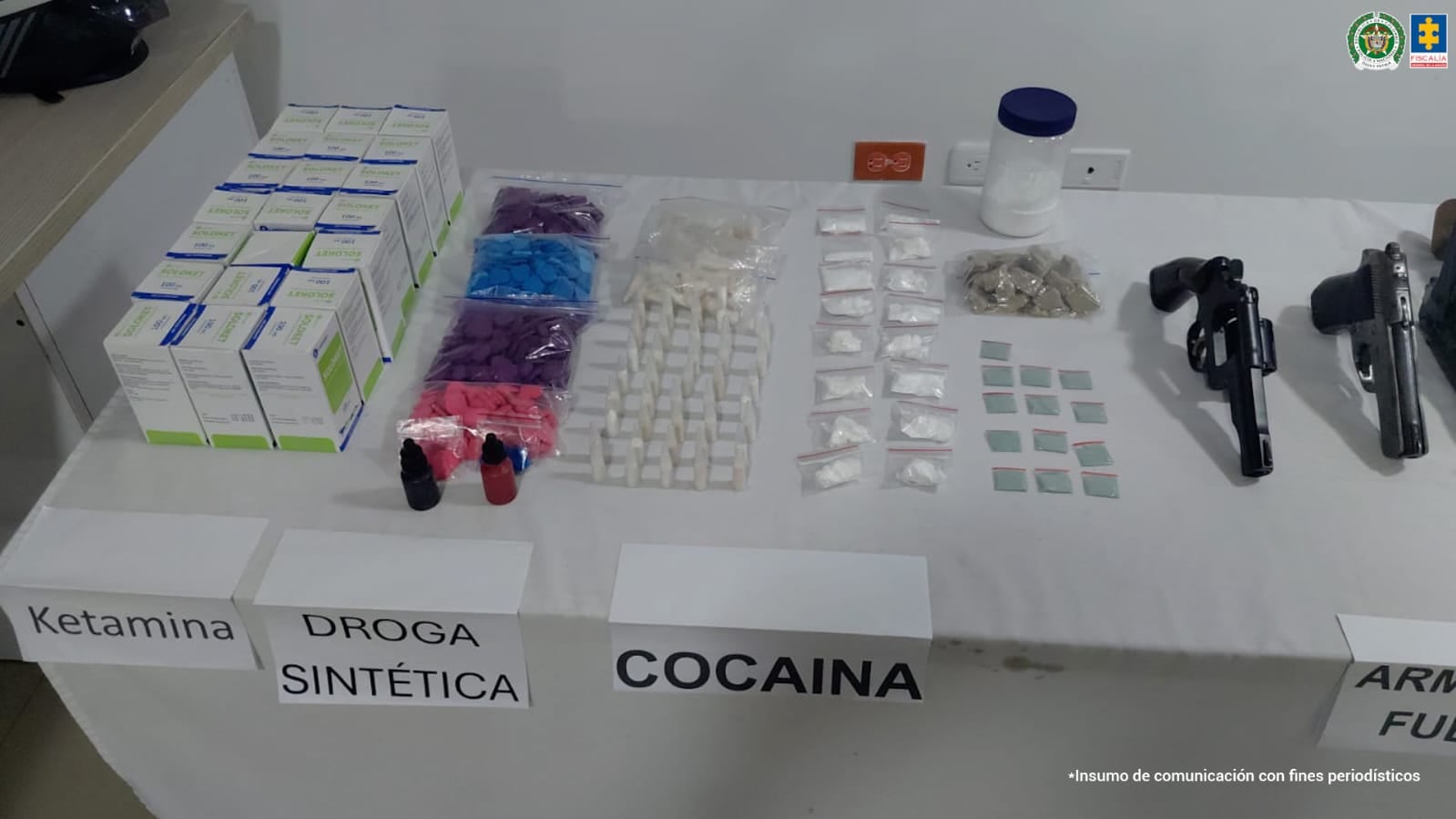 Capturado con armas de fuego y traumáticas, municiones, grameras y elementos utilizados para empacar las sustancias.