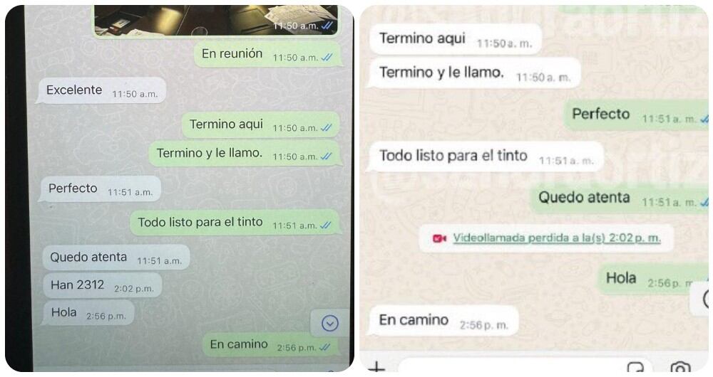 La diferencia entre las dos conversaciones. La del lado izquierdo habla de Han2312. La del derecho no tiene ese dato.