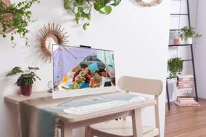 La pantalla 4K de este All in One es compatible con HDR y las opciones ultrarrápidas de Wi-Fi 6, lo que permite que el usuario complete sus tareas sin interrupciones.