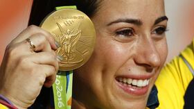 Mariana Pajón y su segunda medalla de oro. CARL DE SOUZA / AFP