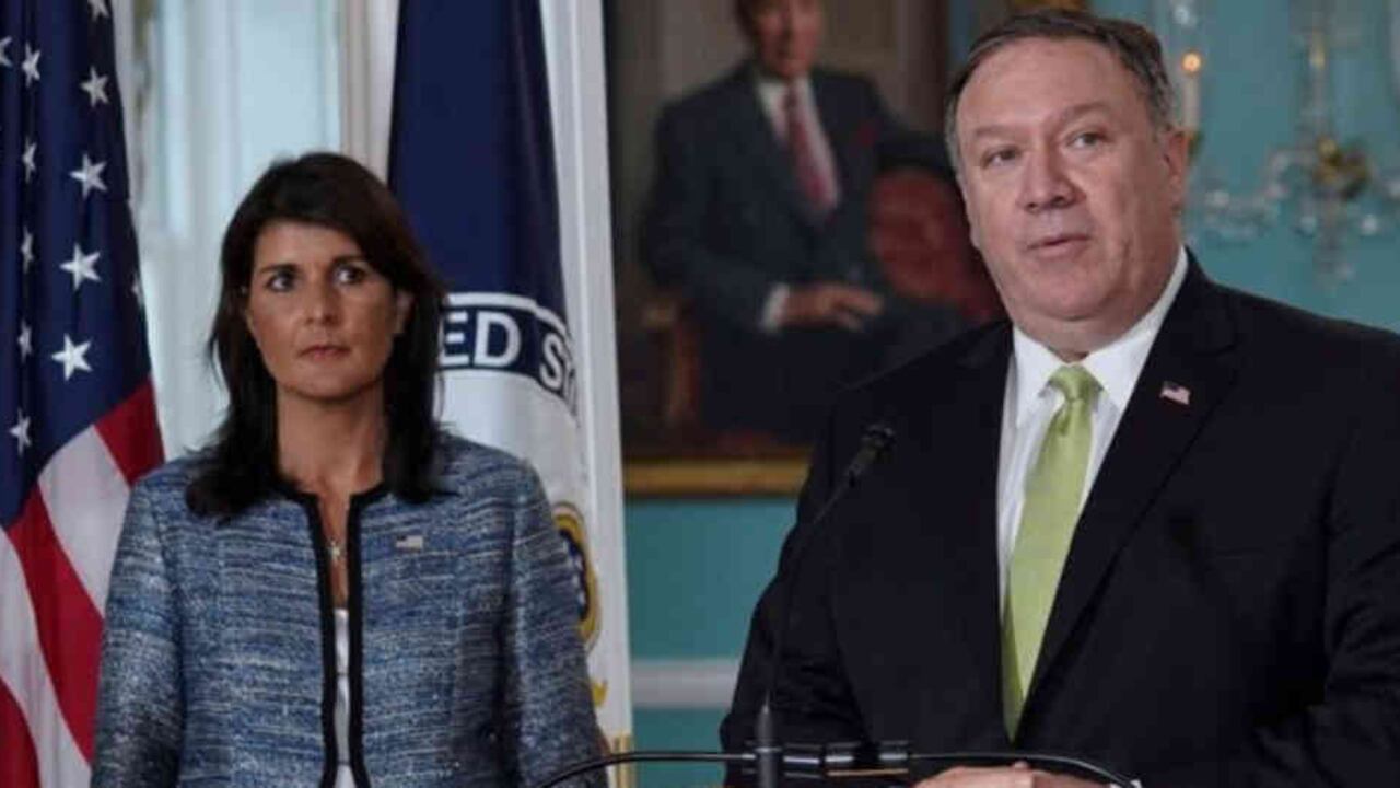 La embajadora de Estados Unidos ante Naciones Unidas, Nikki Haley, y el secretario de Estado, Mike Pompeo, anunciaron el lunes la salida de su país del Consejo de Derechos Humanos de la ONU.
